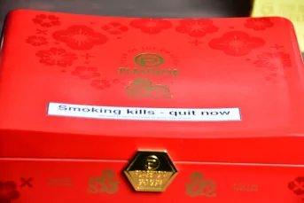 Empty wooden cigar box Year of The Dragon