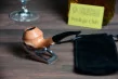 Beechwood Pipe - Tan smooth Bulldog semi bent 9mm Beechwood Pipe - Tan smooth Bulldog semi bent 9mm