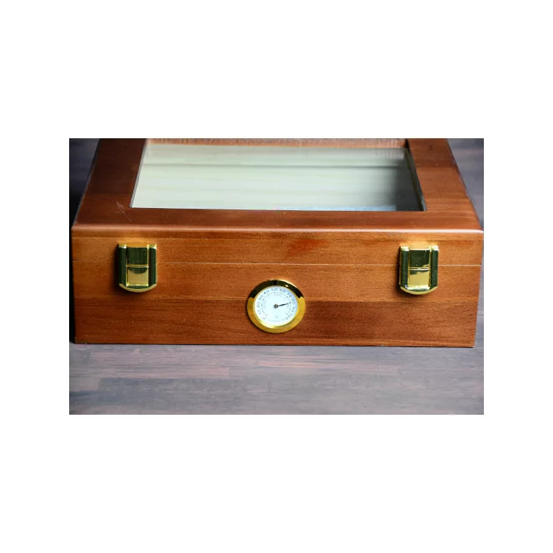 Glass top Humidor with gold latch