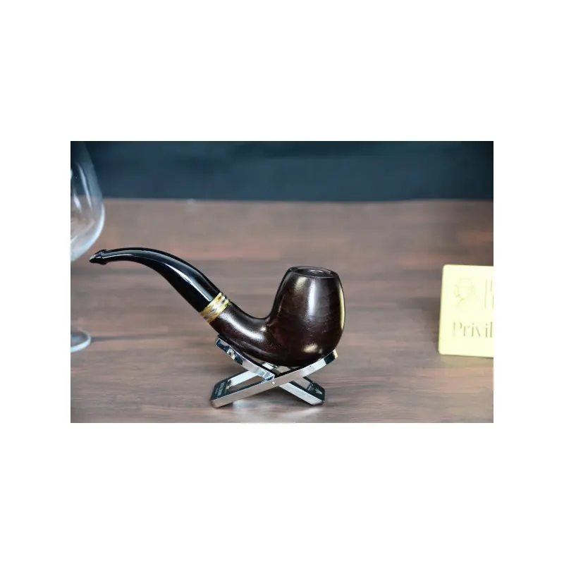 Beechwood billiard pipe- brown bent- 9mm