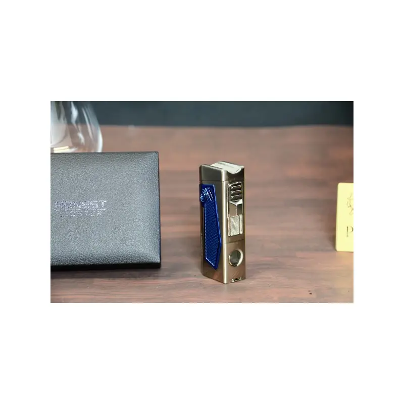 Honest brushed chrome blue 4 jet lighter