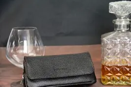 Leather pouch for pipe and Tobacco black