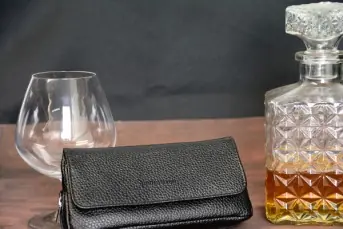 Leather pouch for pipe and Tobacco black