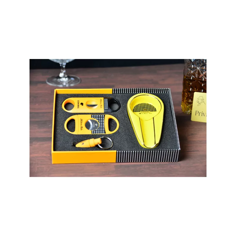 Cohiba ashtray and cutter pack yellow Cohiba ashtray and cutter pack yellow